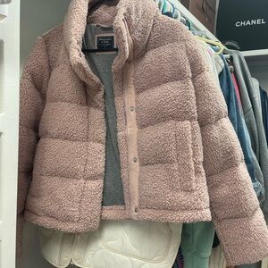 Abercrombie Pink Sherpa Puffer Jacket
